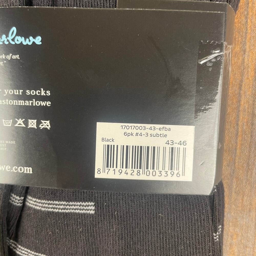 EASTON MARLOWE Men's Shoe Size 10-13 Black White Cotton Polyamide Elastane 6PK - Picture 11 of 11